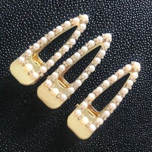 3/Piece Oversized Cubic Zirconia Pearl Barrette